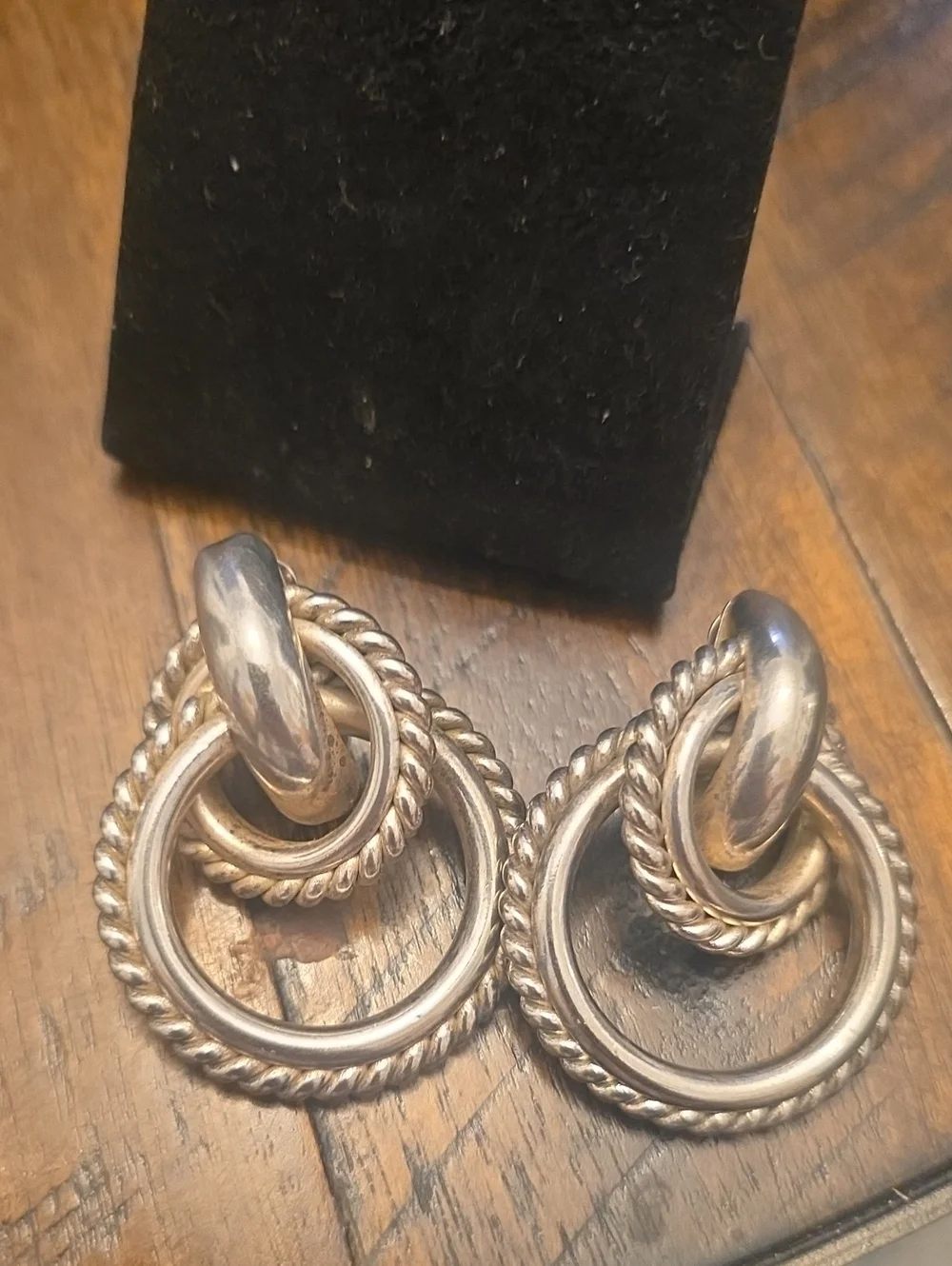 Givenchy Silver-Tone Interlocking Rope Hoop Drop Earrings